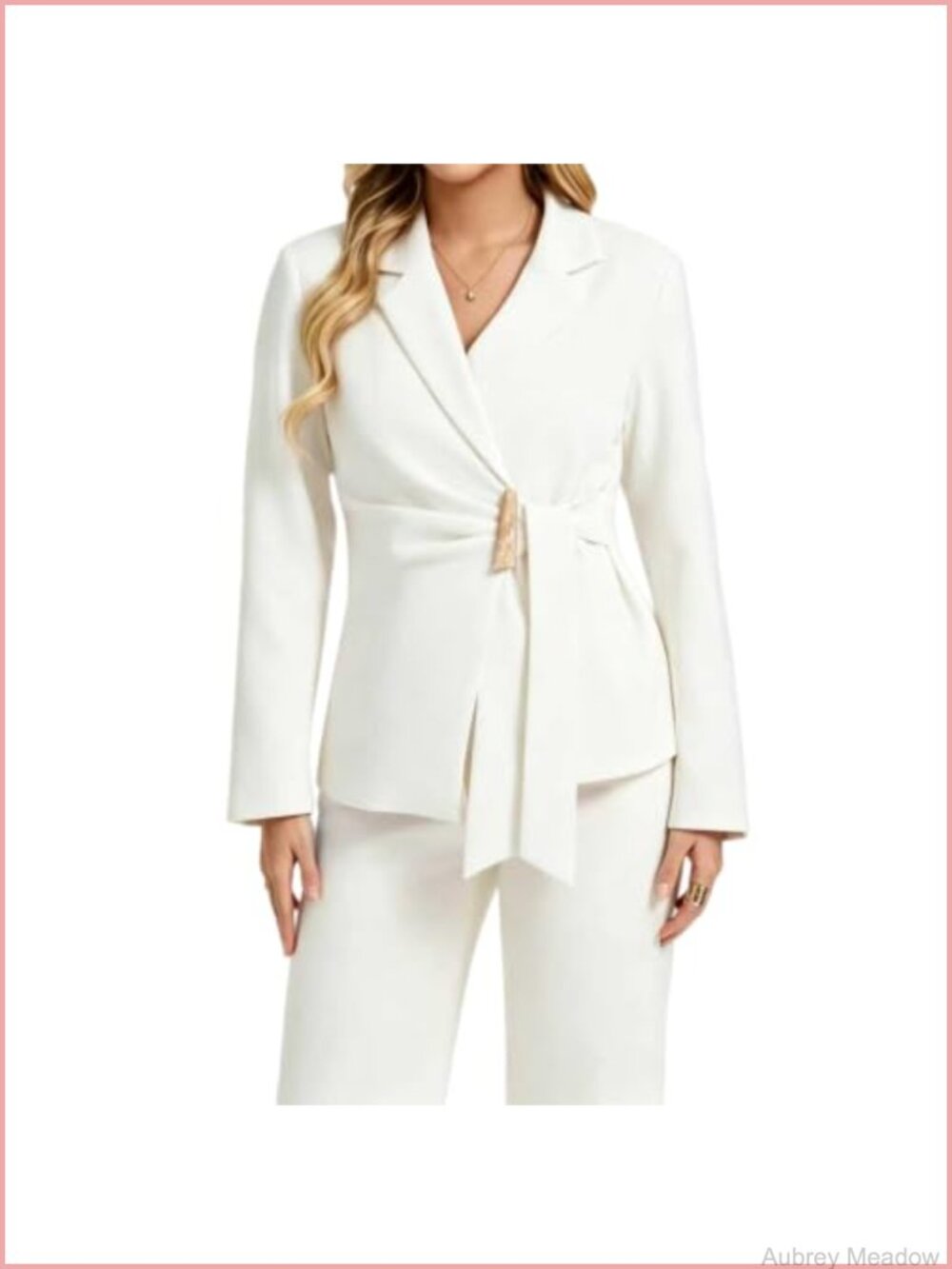 Wrap Ruched Waist Blazer with Tie Belt, Notched Lapel, Long Sleeve, Padded